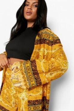 Plus Kimono Mit Paisley-Print -Plus Jane Stil Geschaft gzz01072 mustard xl 3