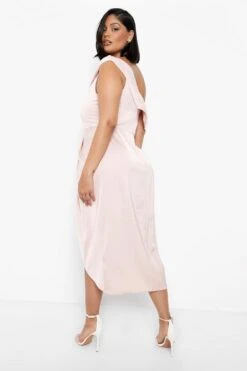 Plus Einärmliges Korsett Wickel-Midikleid Aus Satin 7 Plus Einärmliges Korsett Wickel-Midikleid Aus Satin -Plus Jane Stil Geschaft gzz01796 blush xl 1