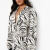 Plus Oversize Blazer Mit Zebraprint -Plus Jane Stil Geschaft gzz03489 mono xl