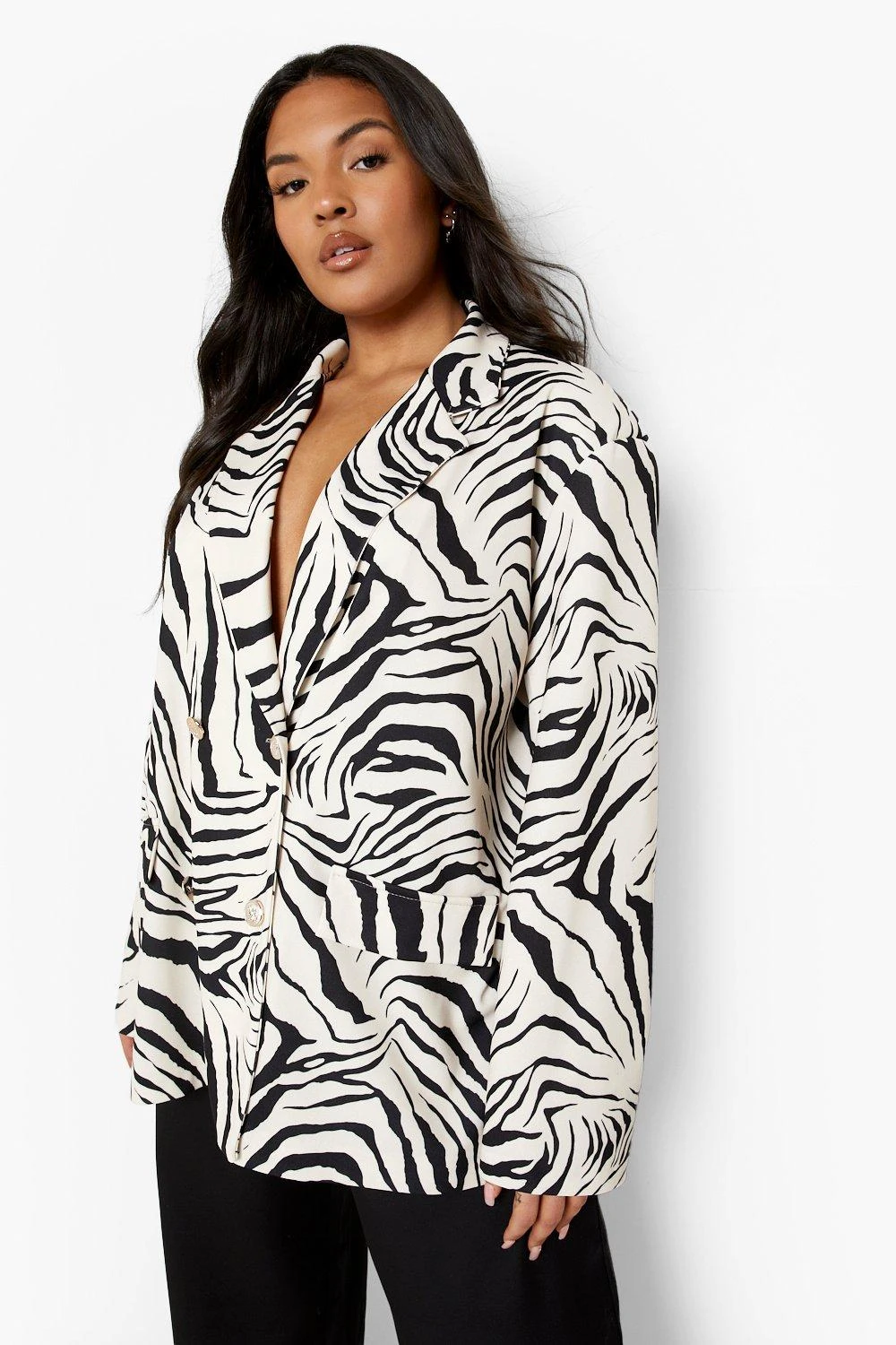 Plus Oversize Blazer Mit Zebraprint 3 Plus Oversize Blazer Mit Zebraprint