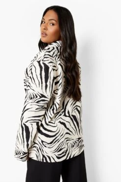 Plus Oversize Blazer Mit Zebraprint 7 Plus Oversize Blazer Mit Zebraprint -Plus Jane Stil Geschaft gzz03489 mono xl 1