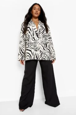 Plus Oversize Blazer Mit Zebraprint 8 Plus Oversize Blazer Mit Zebraprint -Plus Jane Stil Geschaft gzz03489 mono xl 2