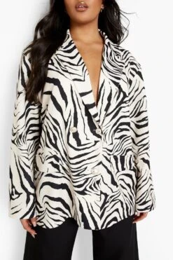 Plus Oversize Blazer Mit Zebraprint 9 Plus Oversize Blazer Mit Zebraprint -Plus Jane Stil Geschaft gzz03489 mono xl 3