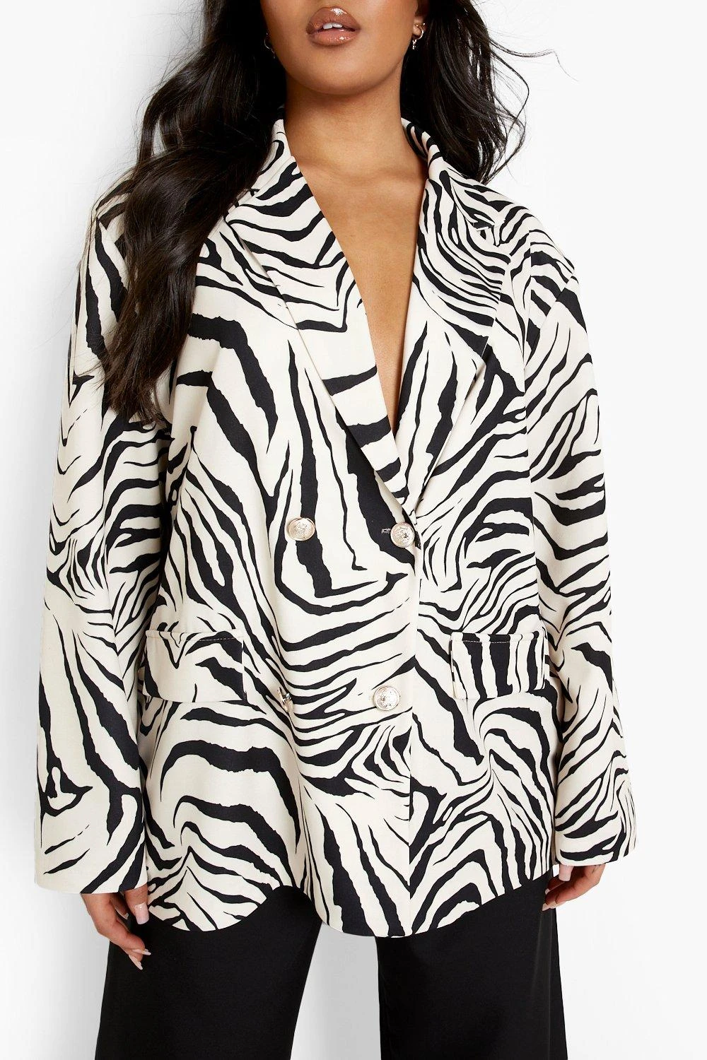 Plus Oversize Blazer Mit Zebraprint 6 Plus Oversize Blazer Mit Zebraprint – Bild 4