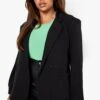Plus Oversize Blazer Mit Schulter-Detail -Plus Jane Stil Geschaft gzz03509 black xl