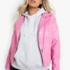 Plus PU-Bikerjacke 2 Plus PU-Bikerjacke -Plus Jane Stil Geschaft gzz04609 pink xl