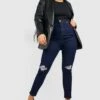 Plus Zerrissene Skinny Jeans Mit Hohem Bund -Plus Jane Stil Geschaft gzz05446 dark20blue xl