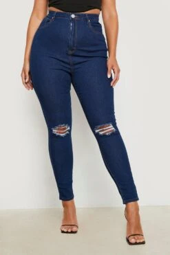 Plus Skinny-Jeggings Mit Riss Am Knie -Plus Jane Stil Geschaft gzz05455 mid20wash xl 3