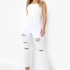 Plus Super Zerrissene Skinny Jeans Mit Hohem Bund -Plus Jane Stil Geschaft gzz05511 white xl
