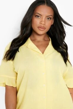 Plus Mix & Match Rüschen-Hemd Aus Baumwolle -Plus Jane Stil Geschaft gzz06639 lemon xl 3