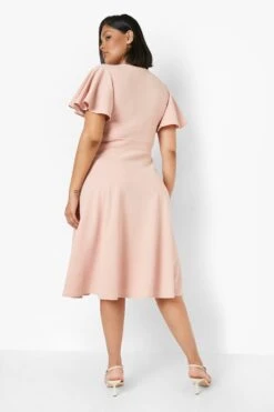 Plus Wickel Midi-Skaterkleid Mit Weiten Ärmeln -Plus Jane Stil Geschaft gzz07755 blush xl 1
