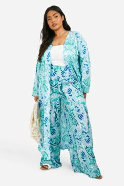 Plus Kimono Mit Paisley-Print