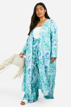 Plus Kimono Mit Paisley-Print 8 Plus Kimono Mit Paisley-Print -Plus Jane Stil Geschaft gzz08266 blue xl 2