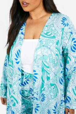 Plus Kimono Mit Paisley-Print 9 Plus Kimono Mit Paisley-Print -Plus Jane Stil Geschaft gzz08266 blue xl 3