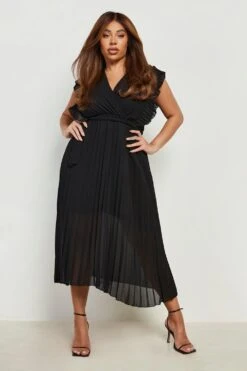 Plus Wickel-Midikleid Mit Gürtel -Plus Jane Stil Geschaft gzz13893 black xl 2