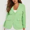 Plus Zweireihiger Bouclee Blazer -Plus Jane Stil Geschaft gzz14086 lime xl