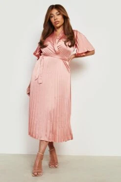 Plus Satin-Midikleid -Plus Jane Stil Geschaft gzz15483 rose xl 2