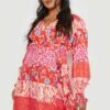 Plus Wickelkleid Mit Print -Plus Jane Stil Geschaft gzz15861 pink xl