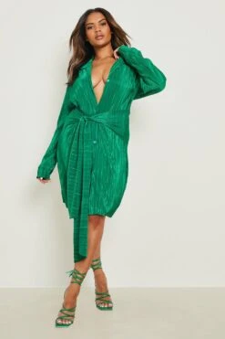 Plus Plissee Wickel Hemd-Kleid -Plus Jane Stil Geschaft gzz17684 green xl 2