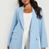 Plus Oversize Blazer Mit Doppeltem Taschen-Detail 2 Plus Oversize Blazer Mit Doppeltem Taschen-Detail -Plus Jane Stil Geschaft gzz18513 baby20blue xl