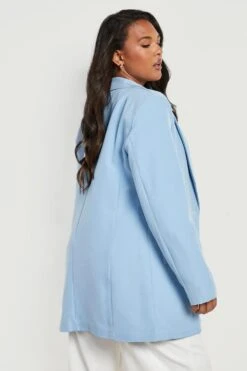 Plus Oversize Blazer Mit Doppeltem Taschen-Detail -Plus Jane Stil Geschaft gzz18513 baby20blue xl 1