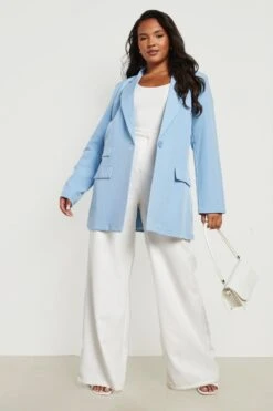 Plus Oversize Blazer Mit Doppeltem Taschen-Detail -Plus Jane Stil Geschaft gzz18513 baby20blue xl 2