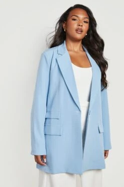 Plus Oversize Blazer Mit Doppeltem Taschen-Detail -Plus Jane Stil Geschaft gzz18513 baby20blue xl 3