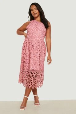 Plus Einärmliges Gehäkeltes Midikleid Aus Spitze 8 Plus Einärmliges Gehäkeltes Midikleid Aus Spitze -Plus Jane Stil Geschaft gzz20014 rose xl 2