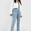 Plus Skinny Jeans Mit Hohem Bund Und Geteiltem Saum 1 Plus Skinny Jeans Mit Hohem Bund Und Geteiltem Saum -Plus Jane Stil Geschaft gzz21705 mid20wash xl