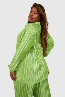 Plus Premium Plissee-Hemd -Plus Jane Stil Geschaft gzz22761 lime xl 1