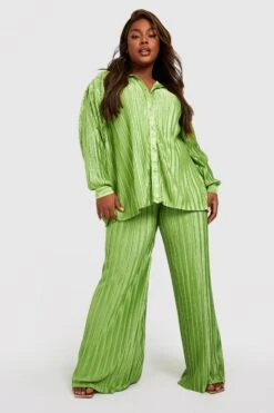 Plus Premium Plissee-Hemd -Plus Jane Stil Geschaft gzz22761 lime xl 2