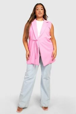 Plus ärmelloser Blazer -Plus Jane Stil Geschaft gzz24856 candy20pink xl 2