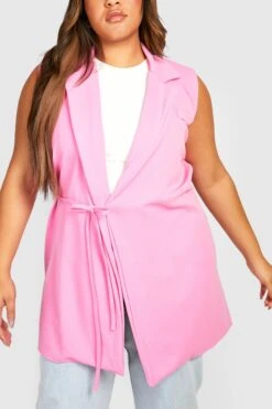 Plus ärmelloser Blazer -Plus Jane Stil Geschaft gzz24856 candy20pink xl 3