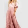 Plus Satin-Maxikleid Mit Tiefem Ausschnitt -Plus Jane Stil Geschaft gzz28523 blush xl