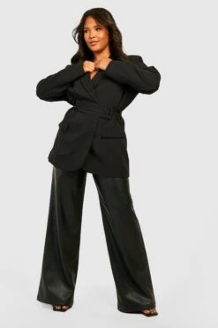 Plus Wickel-Blazer Mit Gürtel -Plus Jane Stil Geschaft gzz30472 black xl 2