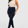 Plus Skinny Jeans Mit Rissen -Plus Jane Stil Geschaft gzz30523 indigo xl