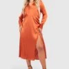 Plus Satin-Midikleid -Plus Jane Stil Geschaft gzz34587 rust xl