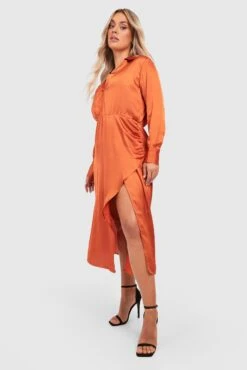 Plus Satin-Midikleid -Plus Jane Stil Geschaft gzz34587 rust xl 2