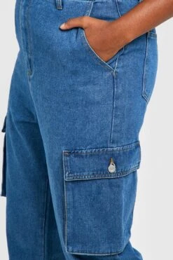 Plus Denim Cargo-Jogginghose Mit Hohem Bund -Plus Jane Stil Geschaft gzz35783 mid20wash xl 3