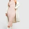 Plus Hochgeschlossenes Rippstrick Midikleid -Plus Jane Stil Geschaft gzz37724 nude xl