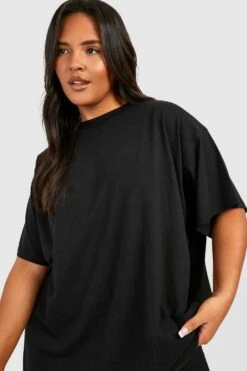 Plus Super Oversize Basic Rundhals T-Shirt Aus Baumwolle -Plus Jane Stil Geschaft gzz37733 black xl 3