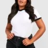 Plus Ringer T-Shirt -Plus Jane Stil Geschaft gzz37737 white xl