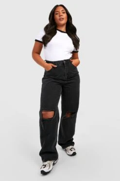 Plus Ringer T-Shirt -Plus Jane Stil Geschaft gzz37737 white xl 2