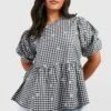 Plus Besticktes Gingham Kitteloberteil 1 Plus Besticktes Gingham Kitteloberteil -Plus Jane Stil Geschaft gzz38097 black xl