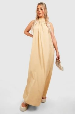 Plus Hochgeschlossenes Maxikleid -Plus Jane Stil Geschaft gzz38128 stone xl 2