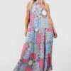 Plus Paisley-Print Maxikleid -Plus Jane Stil Geschaft gzz38133 blue xl