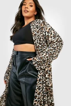 Plus Leopardenprint-Kimono -Plus Jane Stil Geschaft gzz38136 leopard xl 2