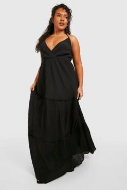 Plus Gestuftes Maxikleid -Plus Jane Stil Geschaft gzz38146 black xl 2