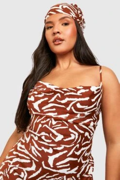 Plus Zebraprint Maxikleid & Tuch -Plus Jane Stil Geschaft gzz38155 purple xl 3