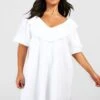 Plus Strukturiertes Rüschen-Hemdkleid 1 Plus Strukturiertes Rüschen-Hemdkleid -Plus Jane Stil Geschaft gzz38566 white xl